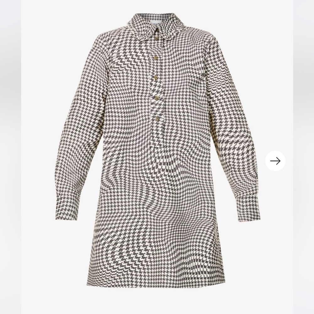 Ganni Monochrome Houndstooth Blouse